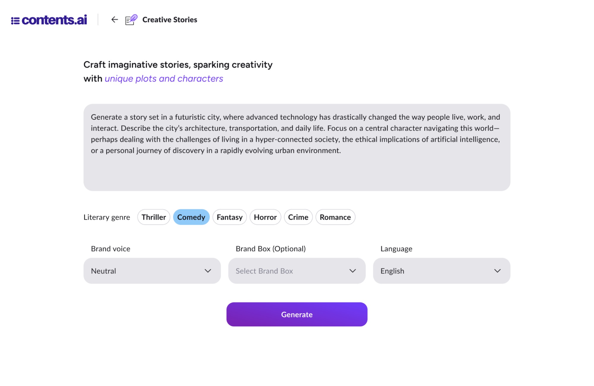 creative stories tool contents AI