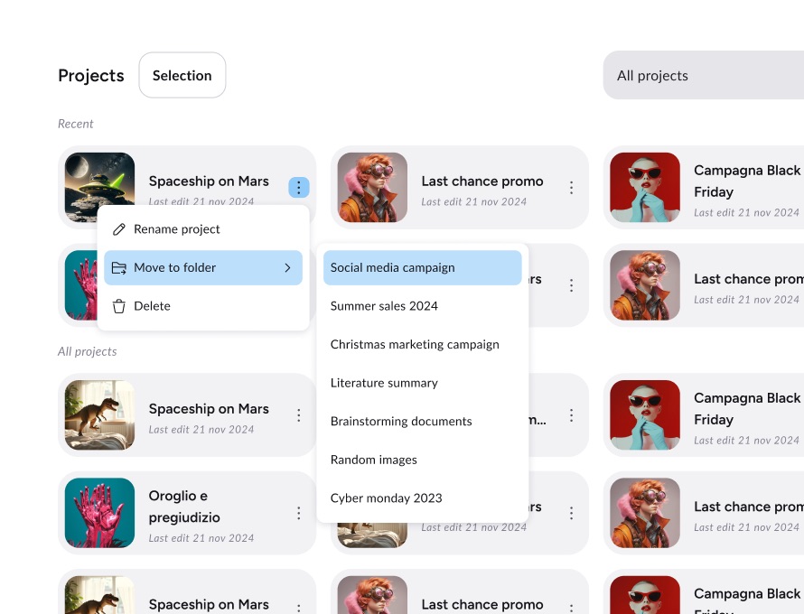 move media to folder in contents ai
