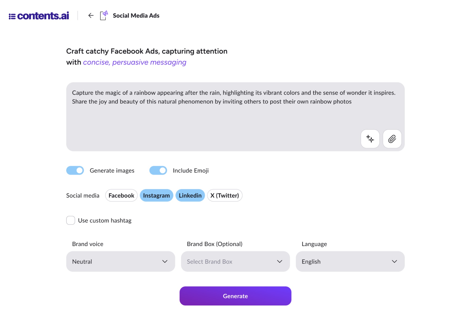 strumento social media ads di contents