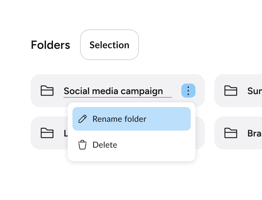 rename and delete folder in contents ai
